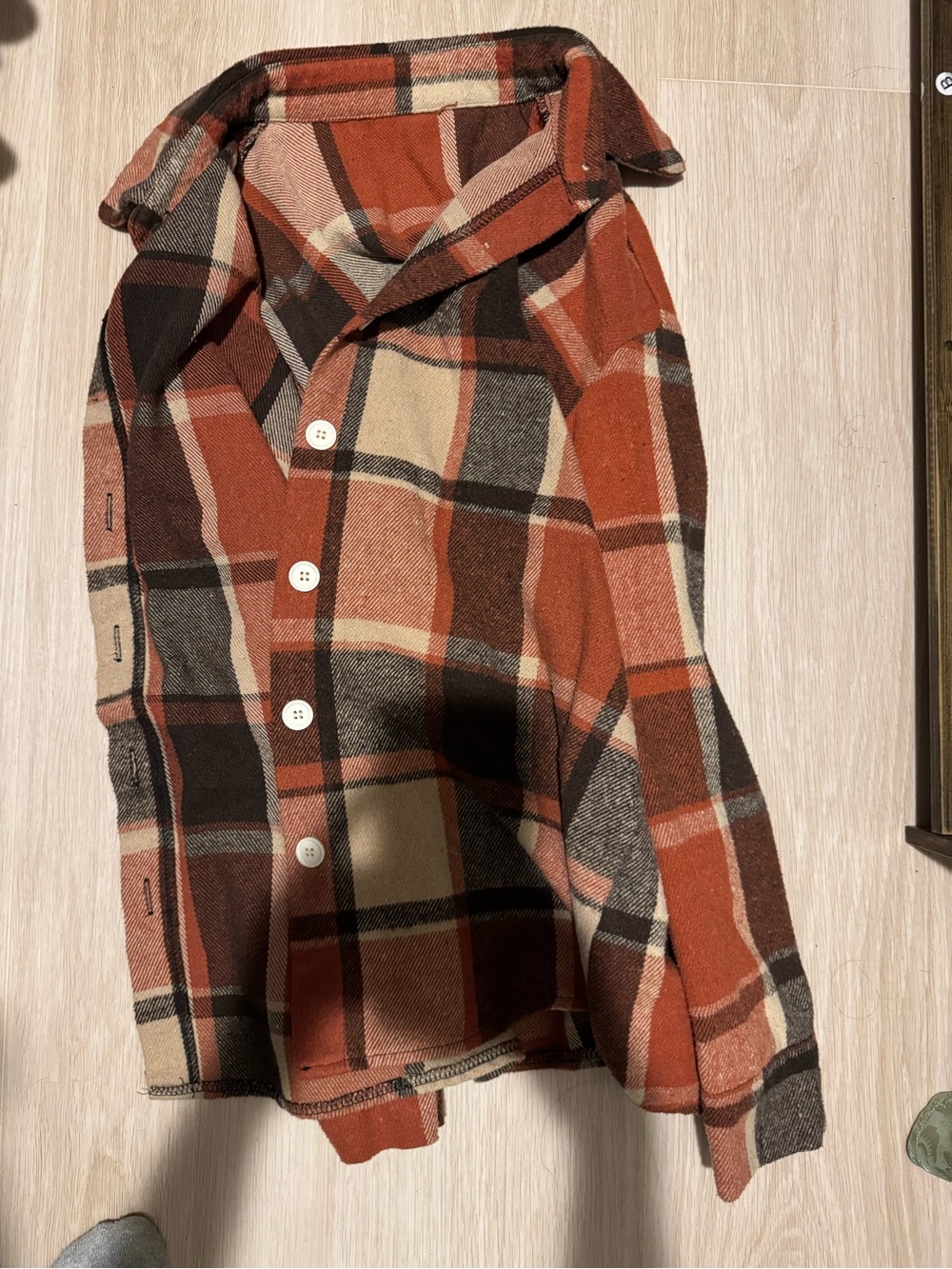 SHEIN Rust and Brown Plaid Button-Up Shirt Jacket